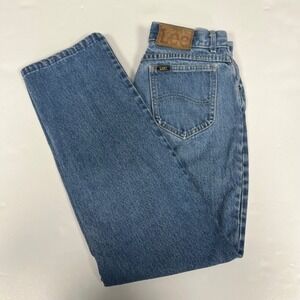 VTG Lee Mom Jeans Womens USA Union Made Denim High Waist Size 14 Med *Distressed